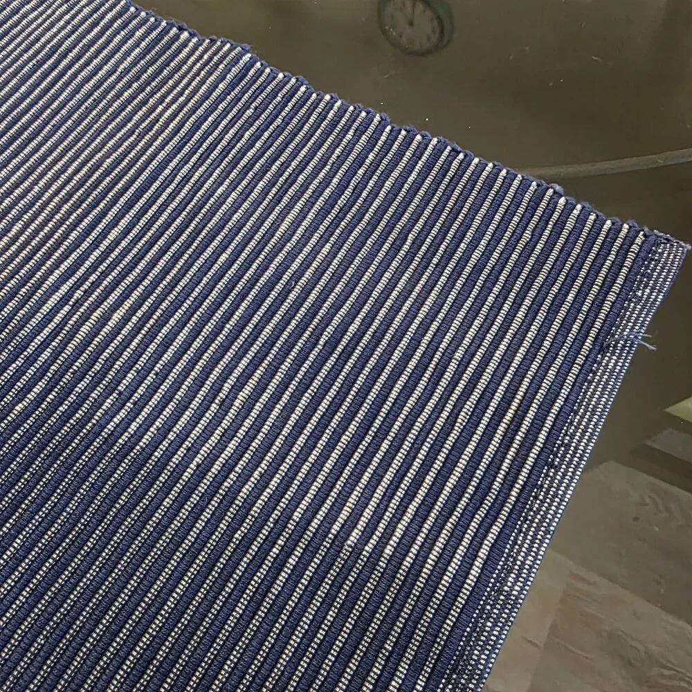Woven Blue & Shiny Silver Thread Striped‎ Placemats - Set Of 4 - 18